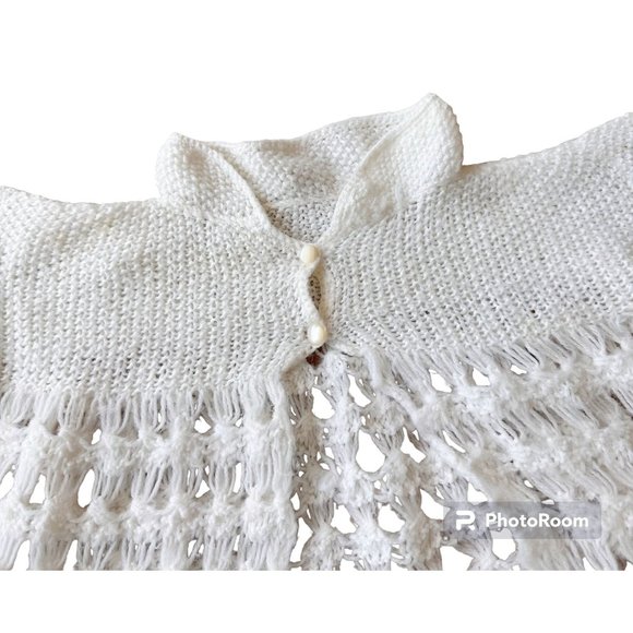 New Hand Crocheted Christening Infant Girl Buttons Long Sleeves Asymmetr… - Picture 3 of 12